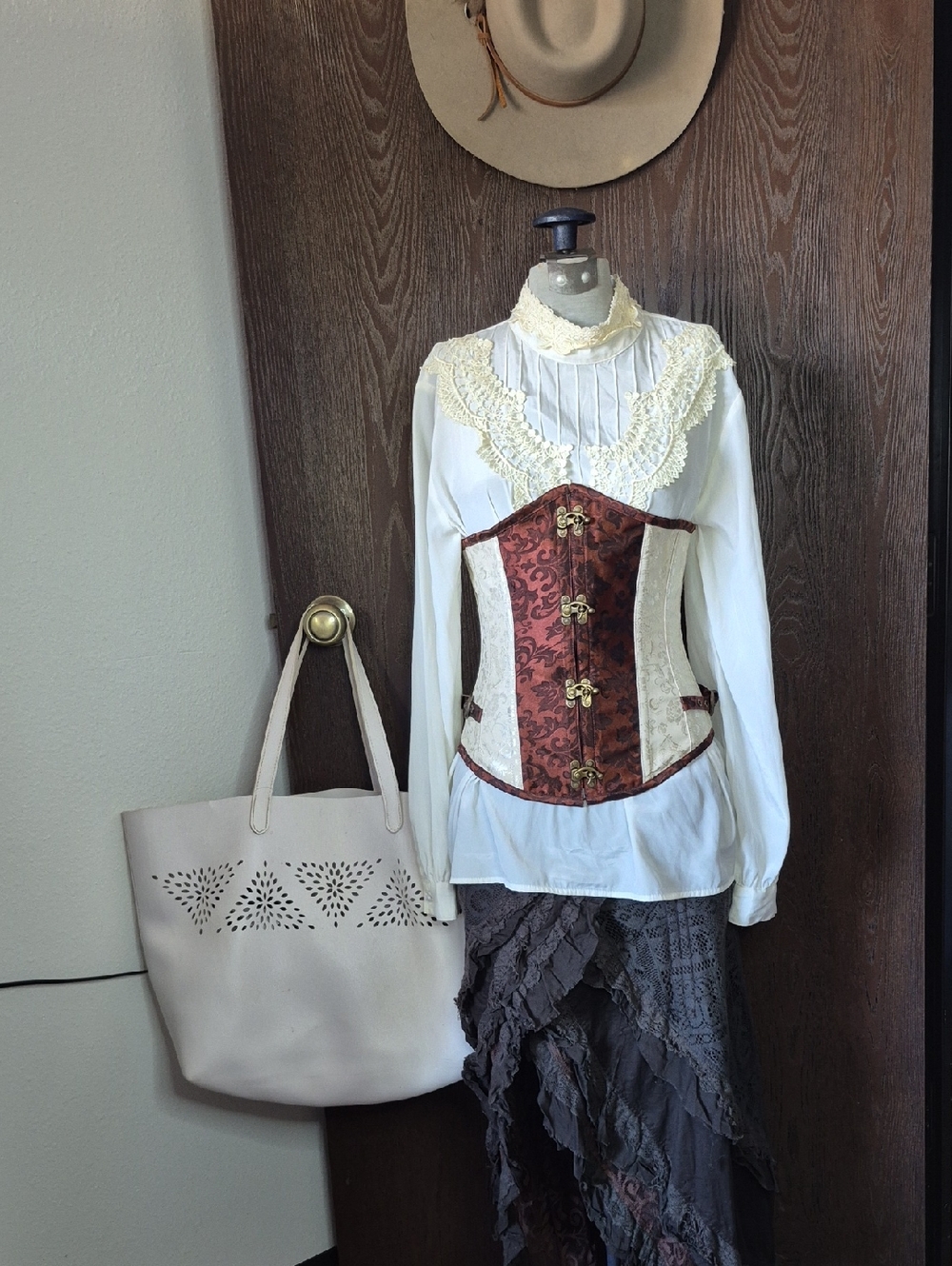 Vintage-Inspired Red & Cream Underbust Corset Waist Cincher